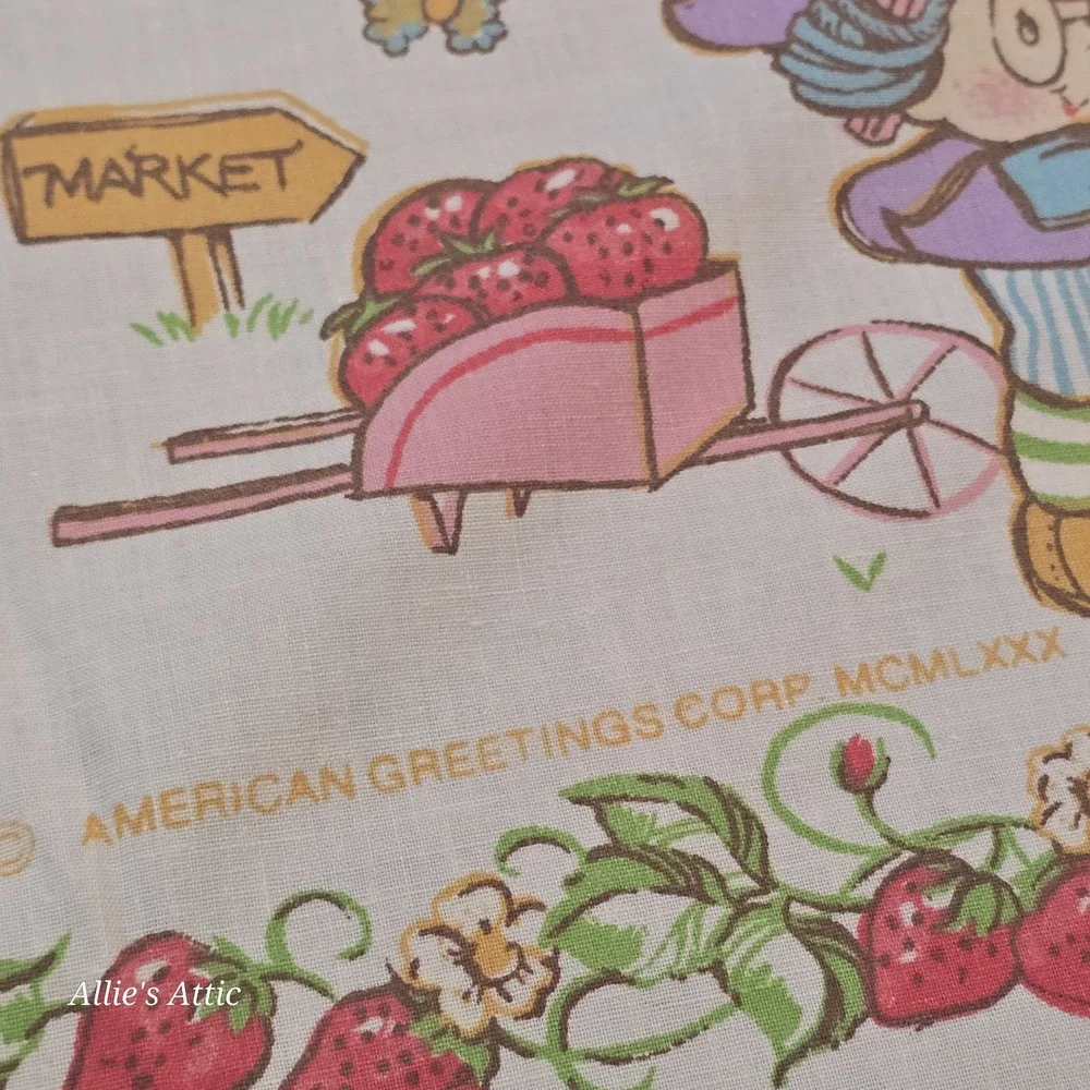 Vintage Strawberry Shortcake Friends Twin Sheet Set Fitted Flat Pillow Case 3 Pc